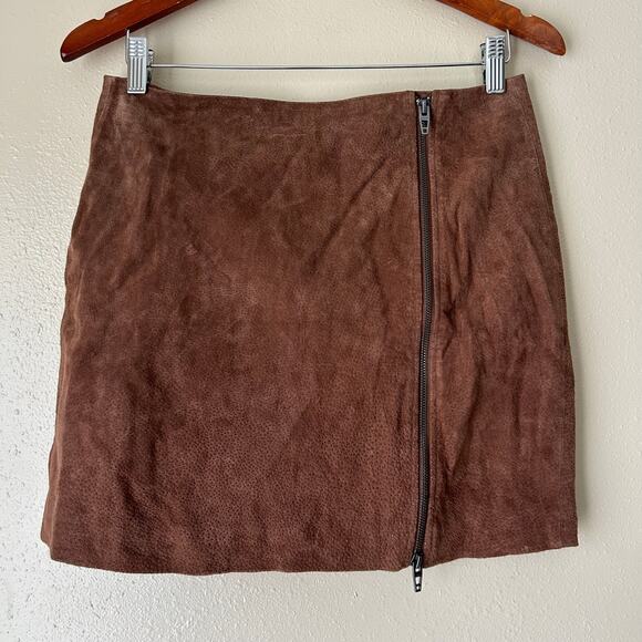 Blank NYC Brown Leather Zipper Mini Skirt Size 29 - Picture 4 of 11